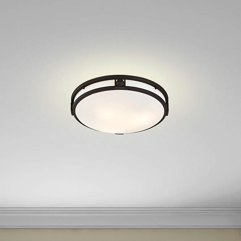 Image 1 Titania 16-in W Bronze Flush Mount Light