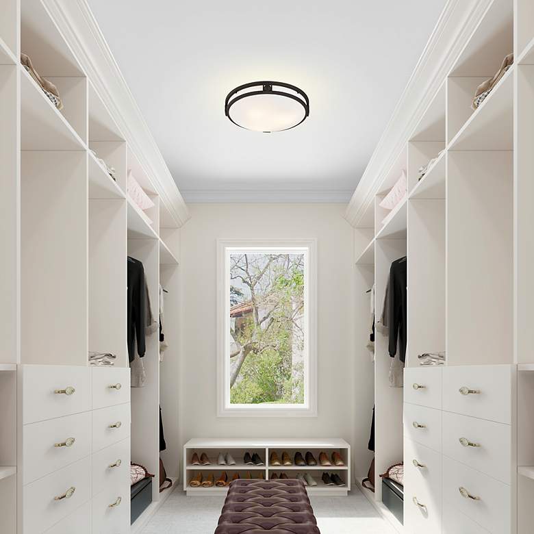 Image 7 Titania 16-in W Bronze Flush Mount Light more views