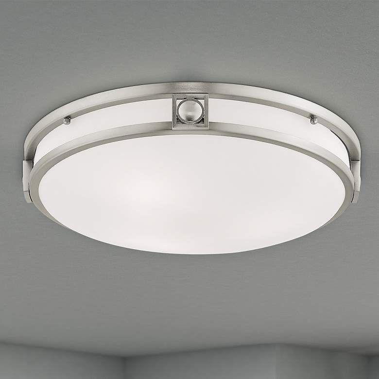 Image 2 Titania 16" Wide Brushed Nickel Bowl Ceiling Light
