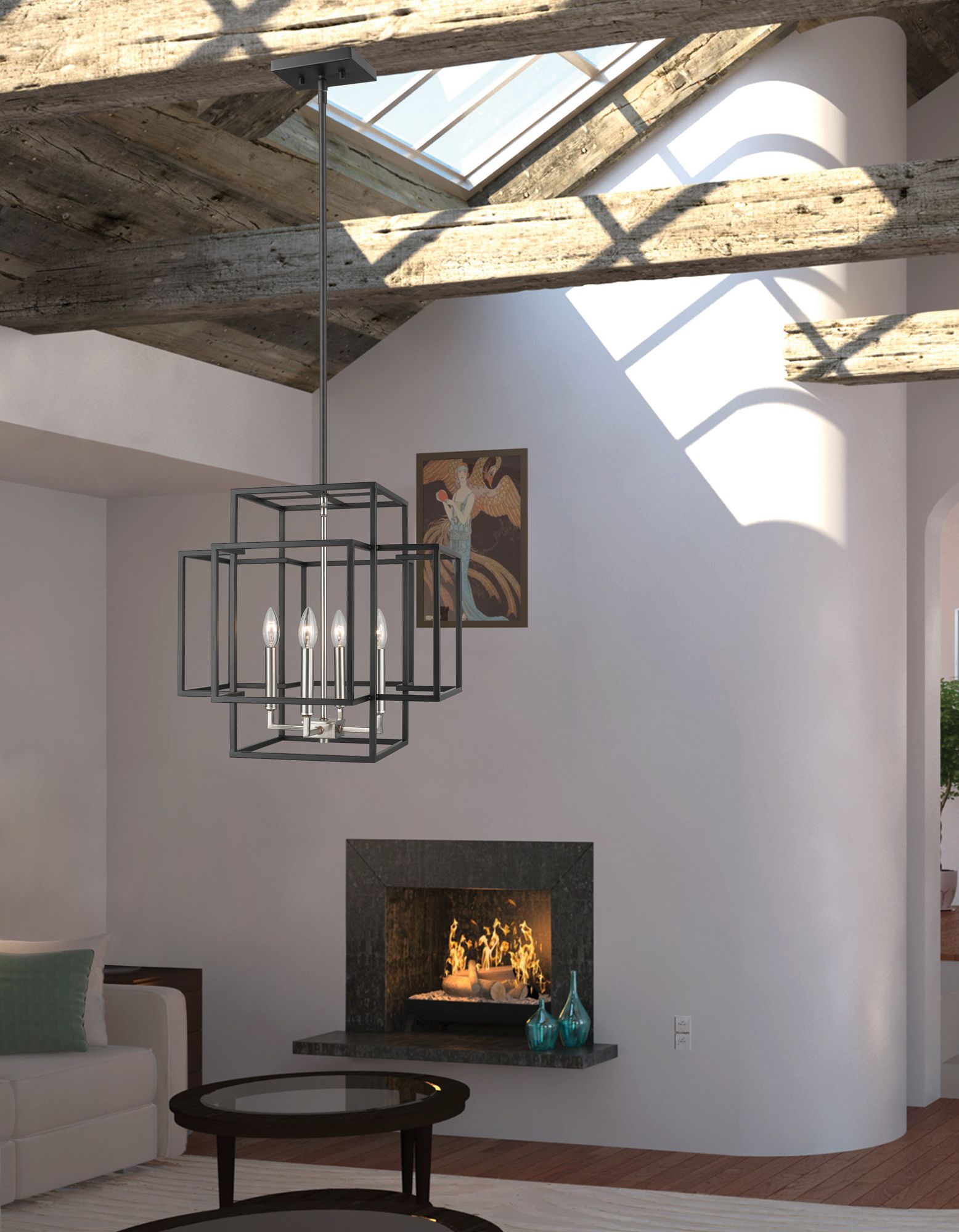 Image 2 Titania 18" Wide Black and Brushed Nickel 4-Light Pendant more views