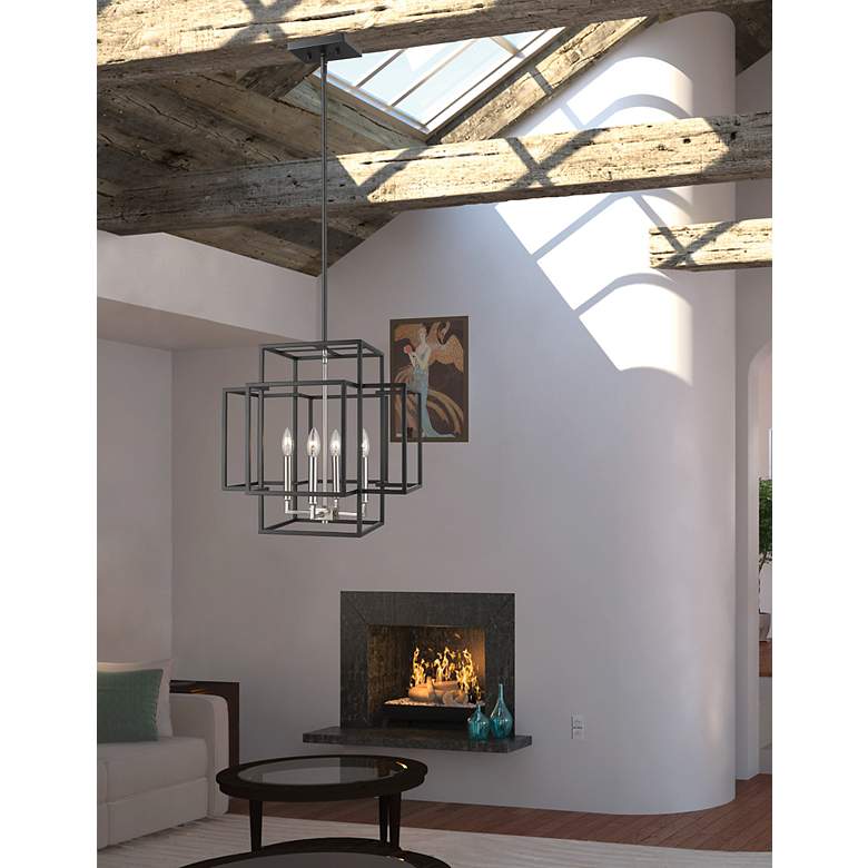 Image 2 Titania 18" Wide Black and Brushed Nickel 4-Light Pendant more views