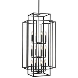 Titania 20" Wide Matte Black 12-Light Geometric Pendant
