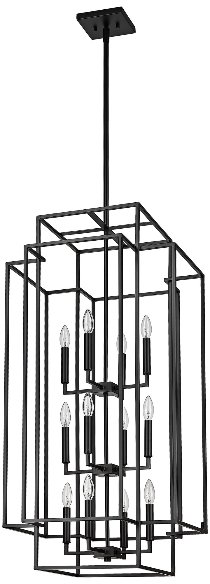Titania 20" Wide Matte Black 12-Light Geometric Pendant in scene