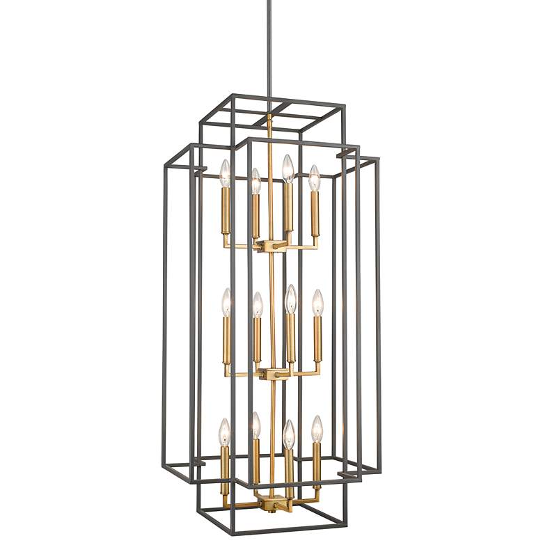 Image 1 Titania 20"W Bronze Olde Brass 12-Light Geometric Pendant