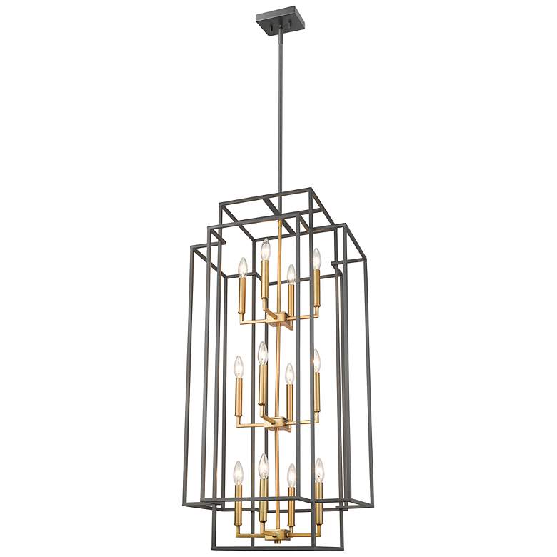 Image 5 Titania 20"W Bronze Olde Brass 12-Light Geometric Pendant more views