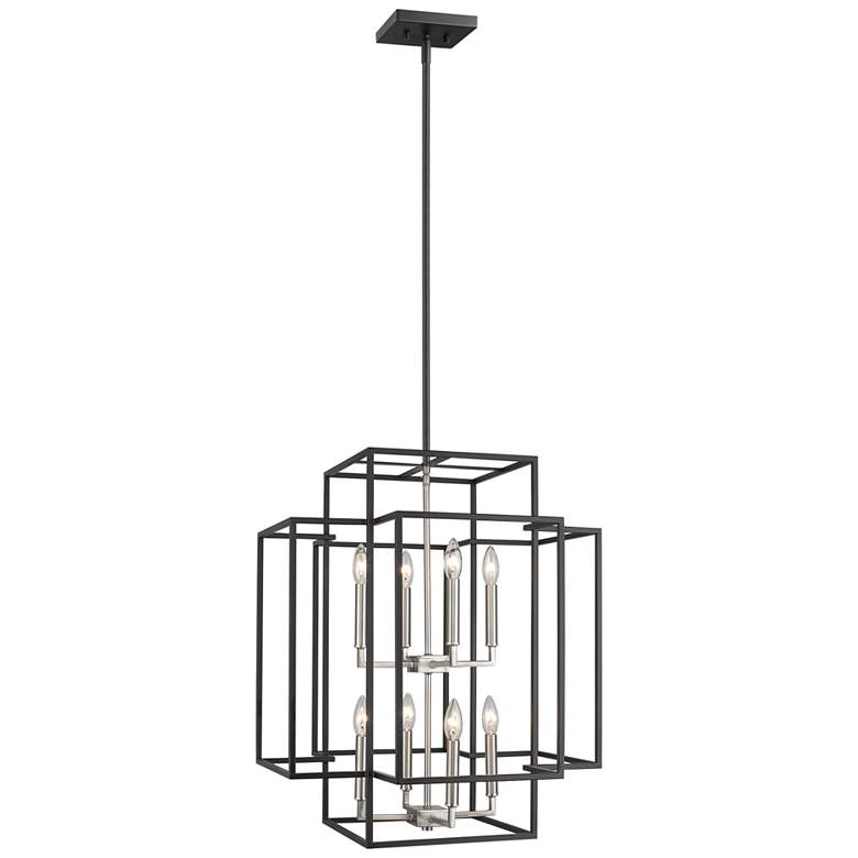 Image 2 Titania 22 inch Wide Black and Brushed Nickel 8-Light Pendant