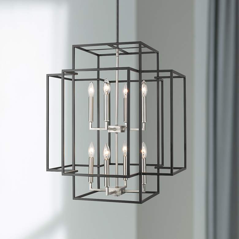 Image 1 Titania 22" Wide Black and Brushed Nickel 8-Light Pendant
