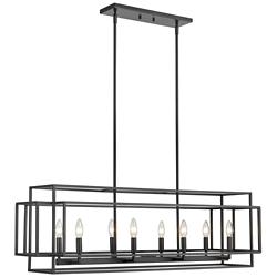 Titania 44" Wide Matte Black 8-Light Linear Pendant