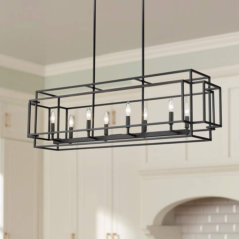 Image 2 Titania 44" Wide Matte Black 8-Light Linear Pendant