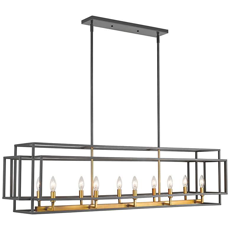 Image 3 Titania 54" Wide Bronze and Brass 10-Light Island Chandelier