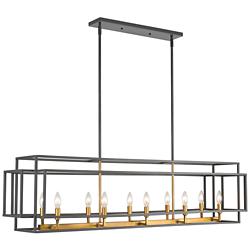 Titania 54" Wide Bronze and Brass 10-Light Island Chandelier