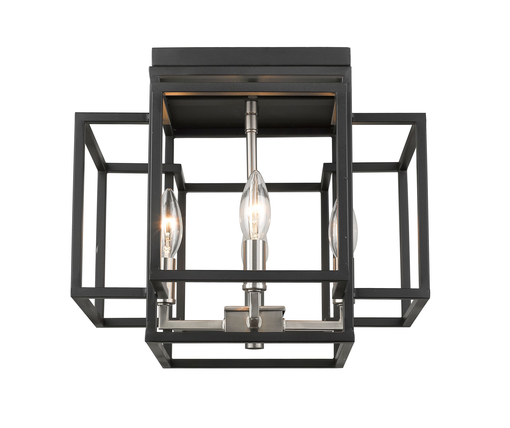 Image 3 Titania by Z-Lite Black + Brushed Nickel 14 inch 4 Light Flush Mount more views