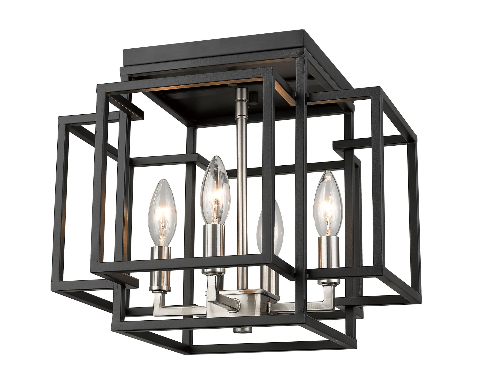 Image 5 Titania by Z-Lite Black + Brushed Nickel 14 inch 4 Light Flush Mount more views