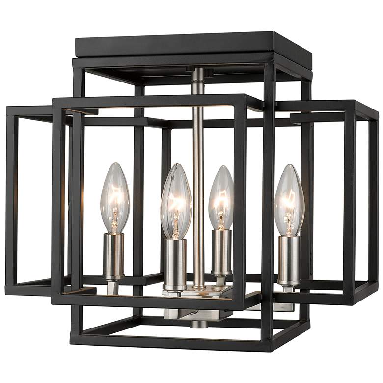 Image 1 Titania by Z-Lite Black + Brushed Nickel 4 Light Flush Mount