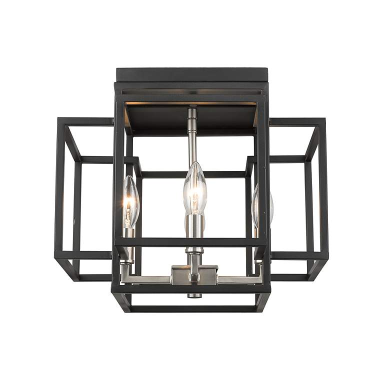 Image 3 Titania by Z-Lite Black + Brushed Nickel 4 Light Flush Mount more views