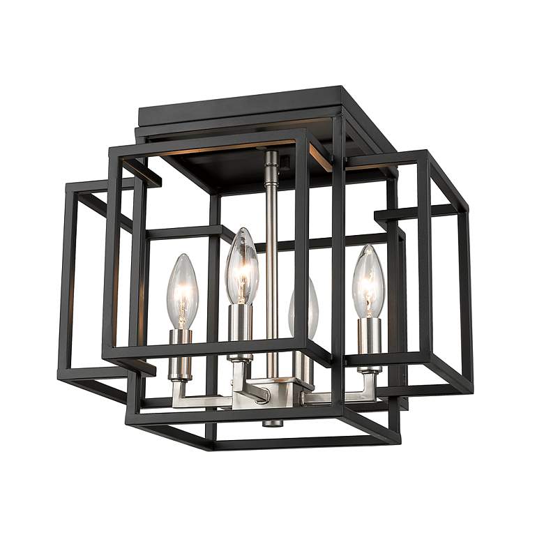 Image 5 Titania by Z-Lite Black + Brushed Nickel 4 Light Flush Mount more views