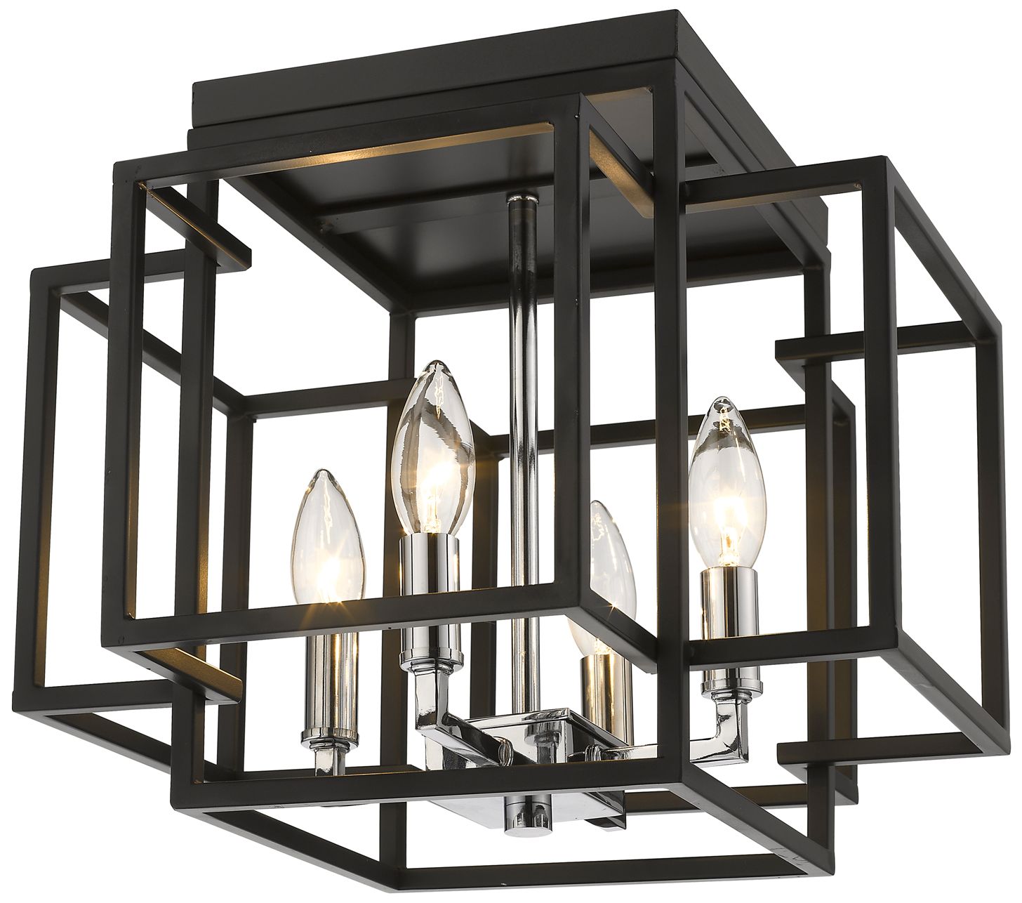 Image 2 Titania by Z-Lite Black + Chrome 14 inch 4 Light Flush Mount