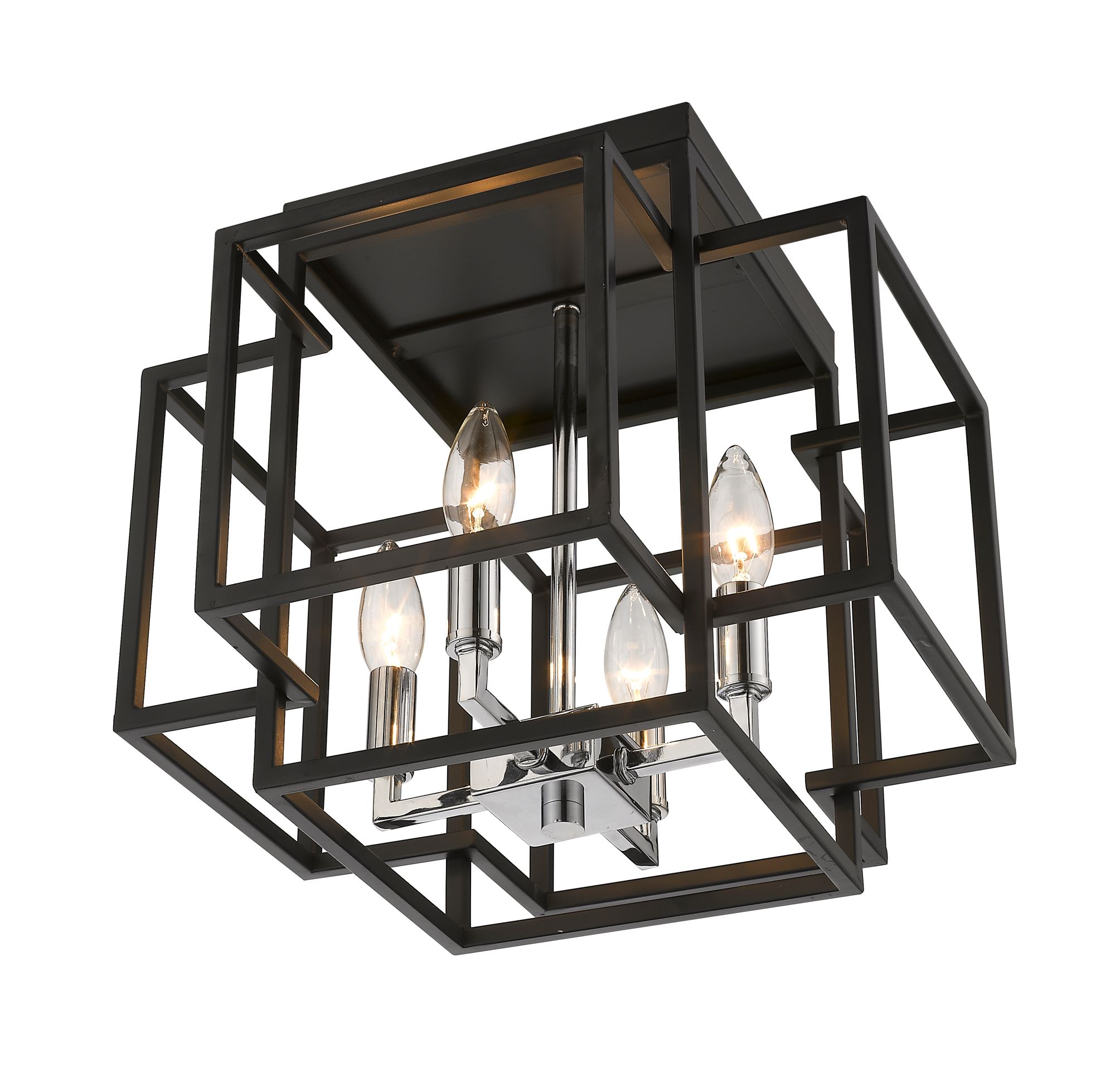 Image 6 Titania by Z-Lite Black + Chrome 14 inch 4 Light Flush Mount more views