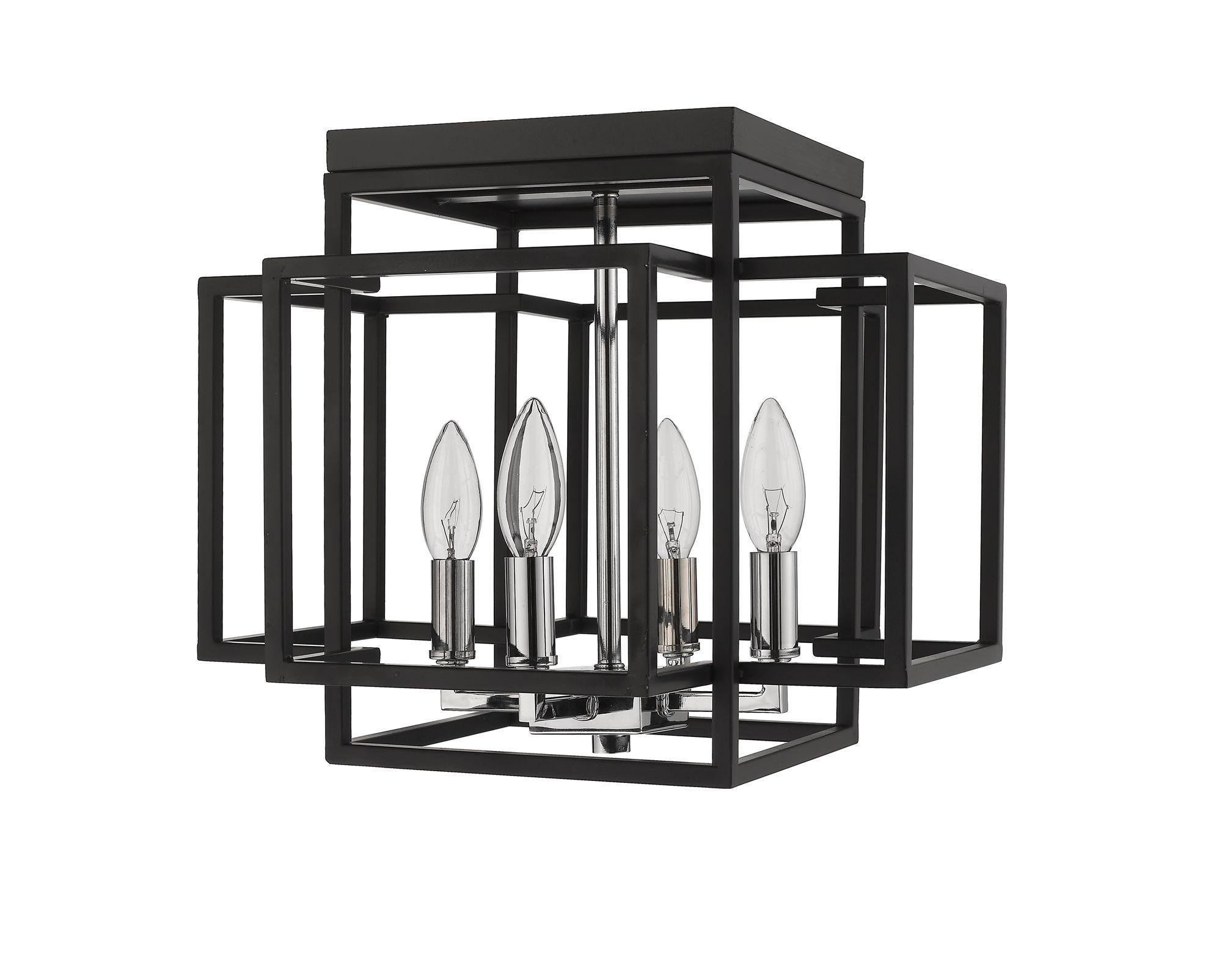 Titania by Z-Lite Black + Chrome 14 inch 4 Light Flush Mount