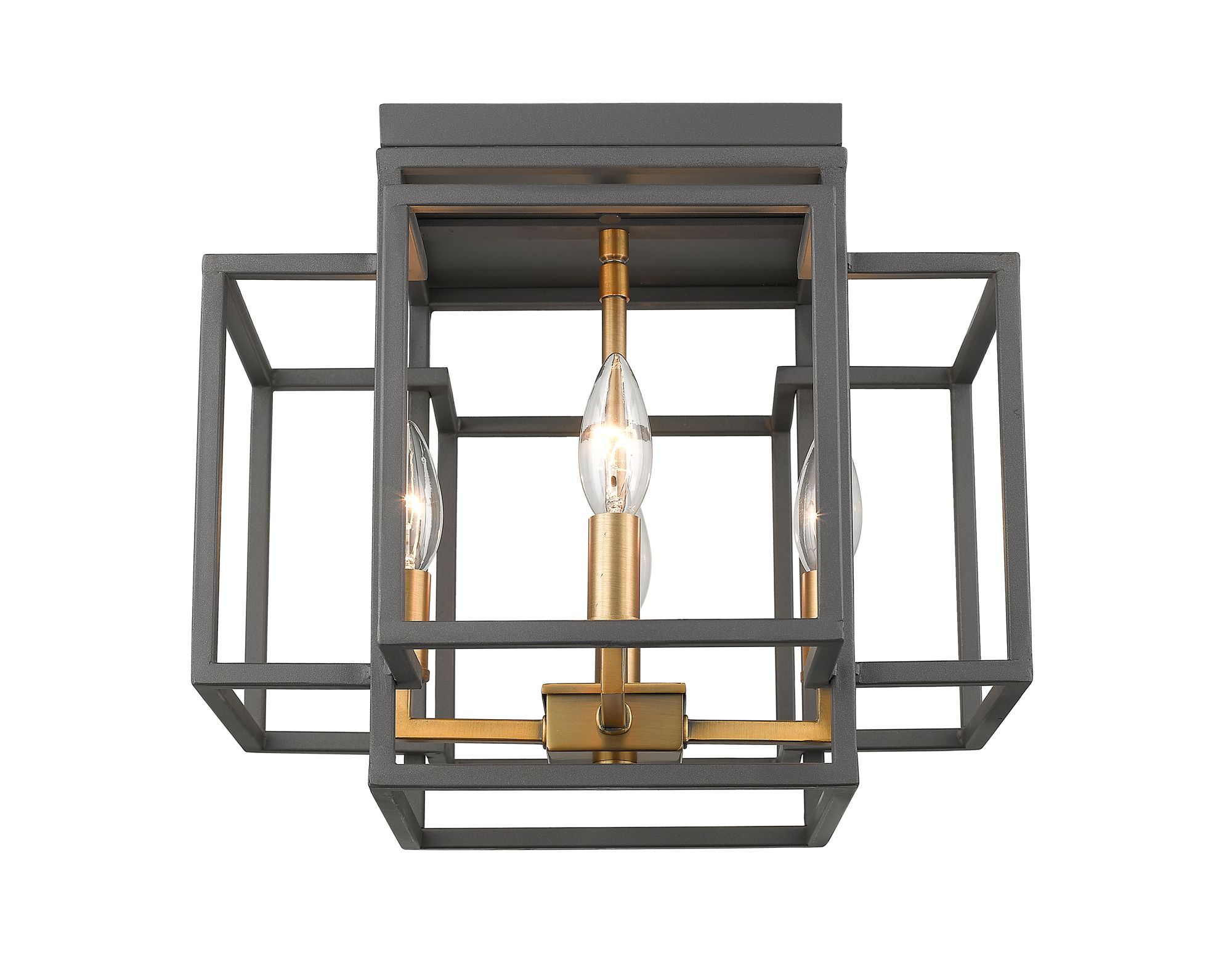 Image 3 Titania by Z-Lite Bronze + Olde Brass 14 inch 4 Light Flush Mount more views