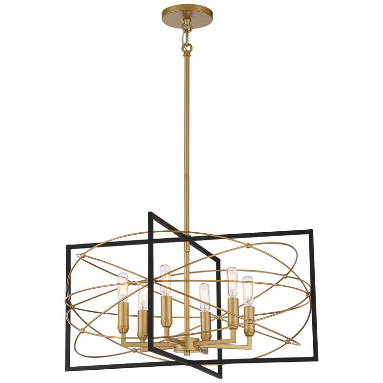 Titans Trace 24&quot;W Sand Coal And Painted Honey Gold 6-Light Chandelier