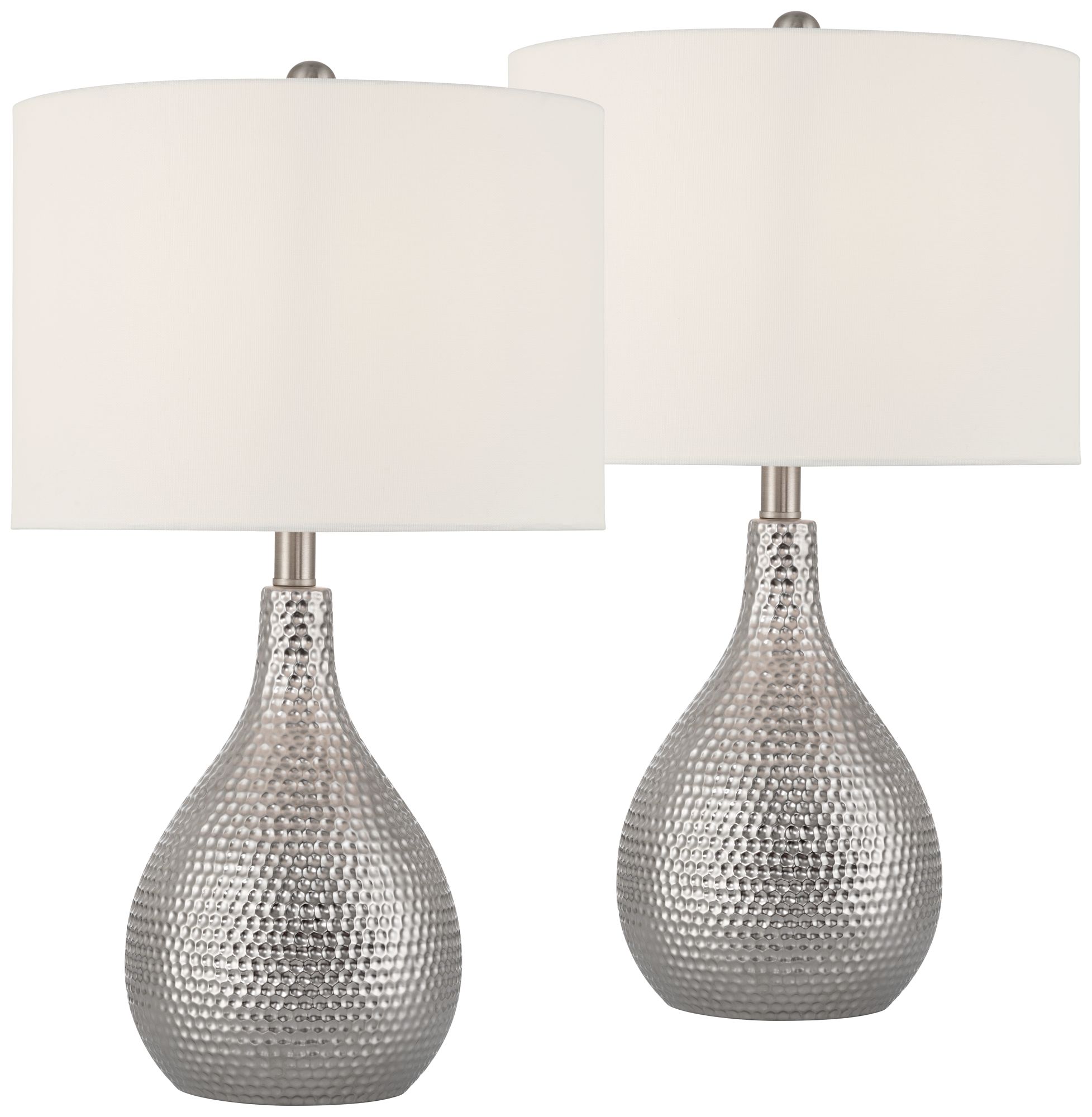 Image 2 Titus 24 1/2" High Hammered Silver Table Lamp Set of 2