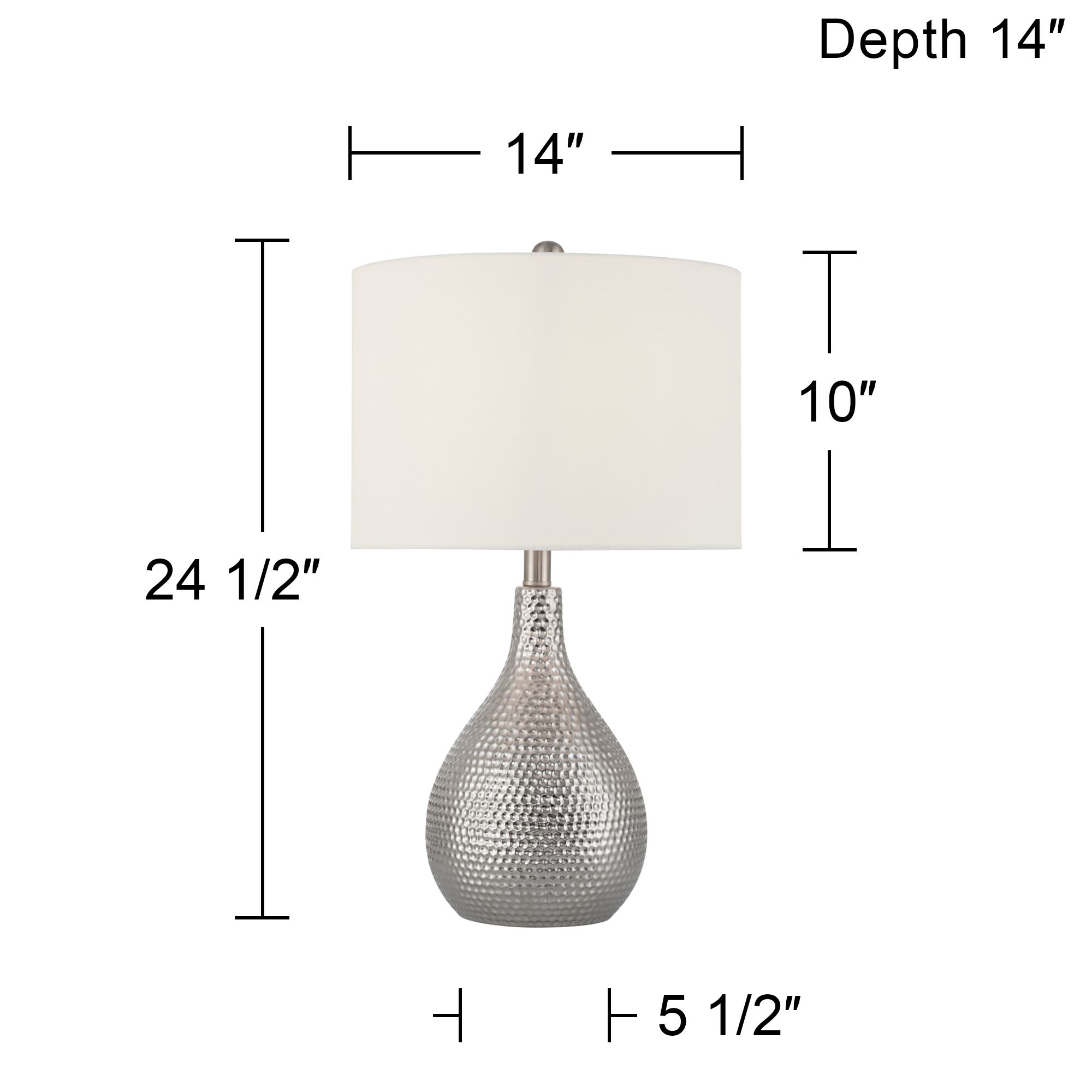 Titus 24 1/2" High Hammered Silver Table Lamp Set of 2