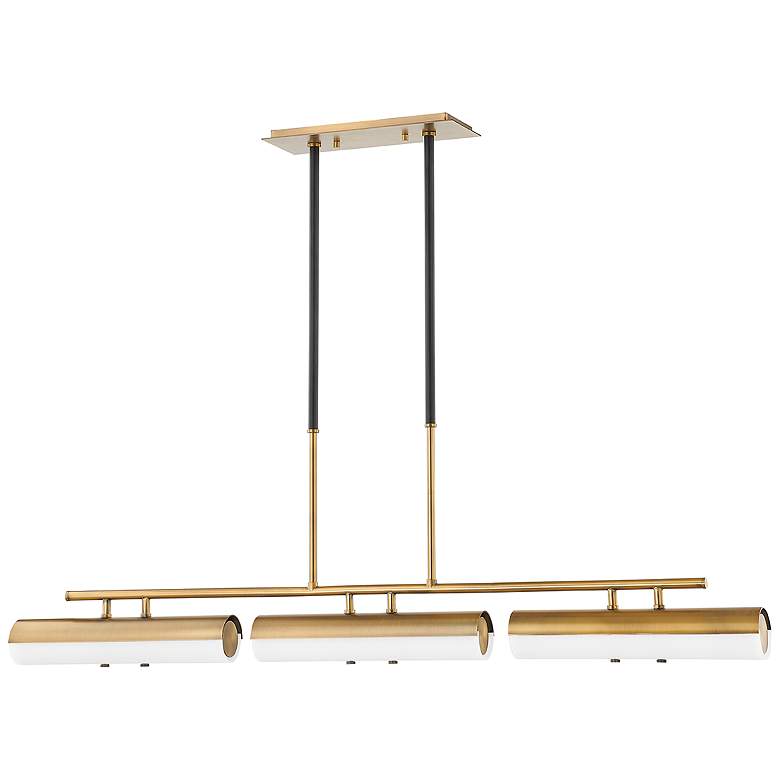 Image 1 Titus 48 1/2" Wide Patina Brass 3-Light LED Linear Pendant