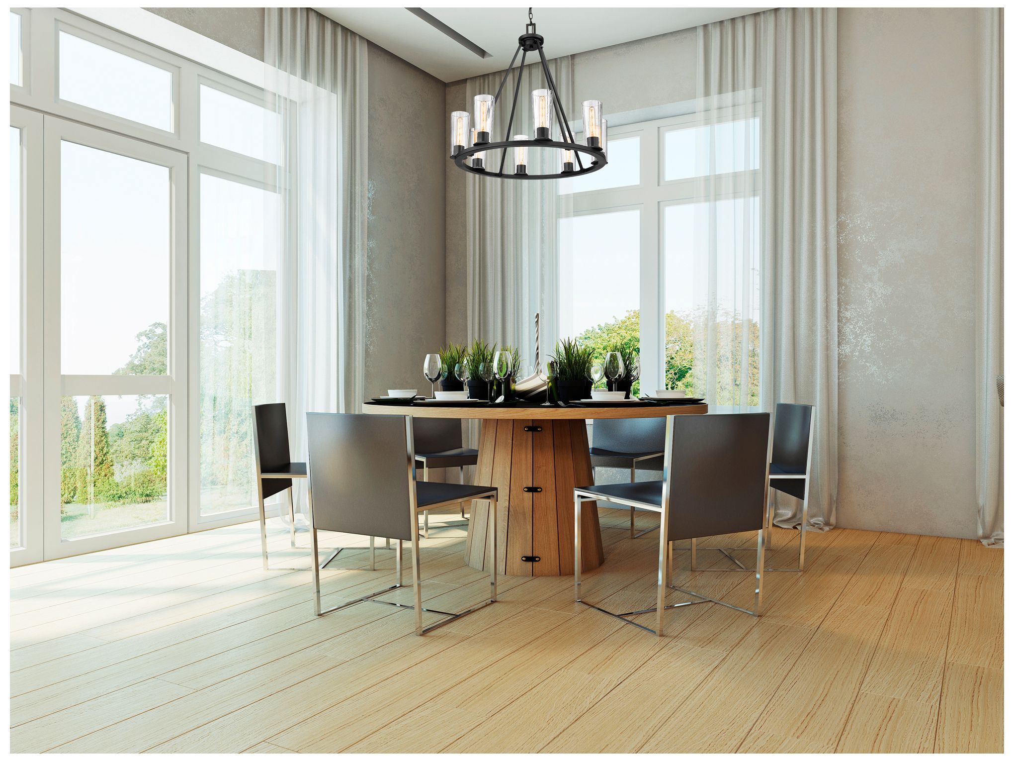 Image 2 Titus by Z-Lite Matte Black 33 inch 8 Light Chandelier more views