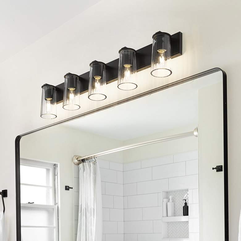 Image 1 Titus by Z-Lite Matte Black 40 inch 5 Light Vanity