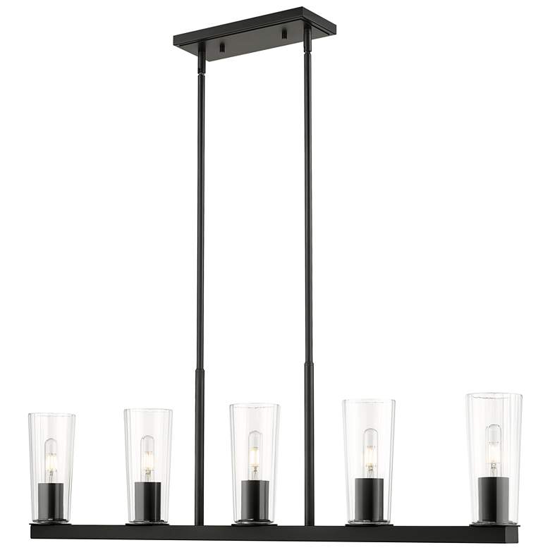 Image 1 Titus by Z-Lite Matte Black 5 inch 5 Light Linear Chandelier