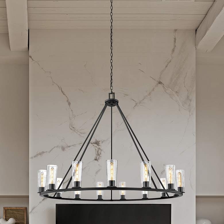 Image 1 Titus by Z-Lite Matte Black 62.5 inch 15 Light Chandelier