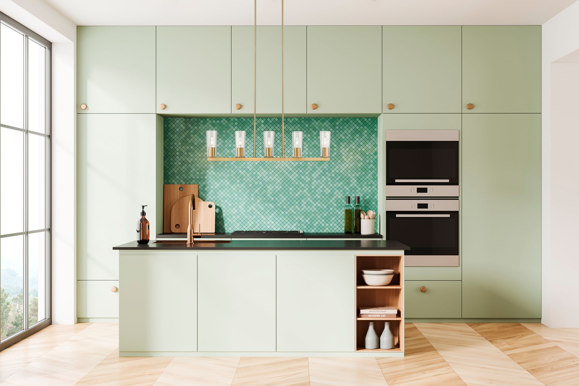 Image 3 Titus by Z-Lite Modern Gold 5 inch 5 Light Linear Chandelier more views