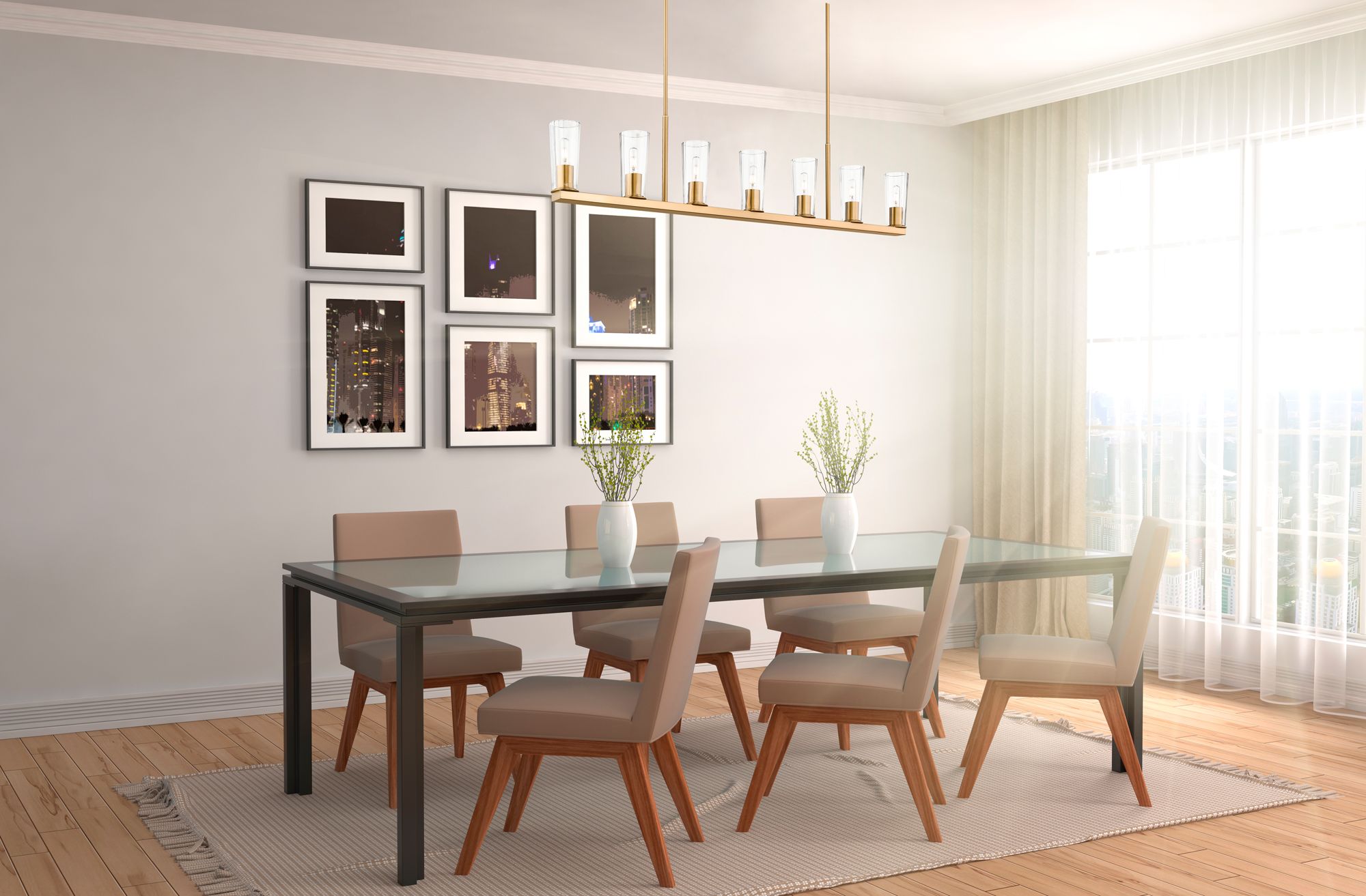 Titus by Z-Lite Modern Gold 5 inch 7 Light Linear Chandelier