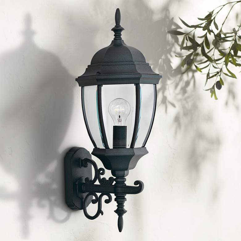Image 1 Tiverton 24 1/4 inch High Clear Glass Black Traditional Outdoor Wall Light