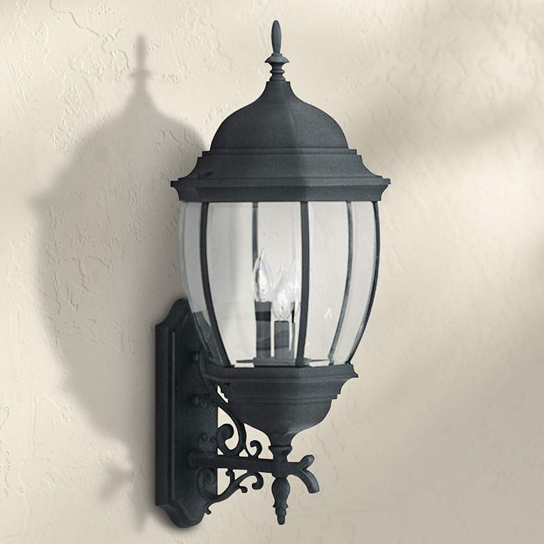 Image 1 Tiverton 29 1/4 inch High 3-Light Traditional Black Outdoor Wall Light