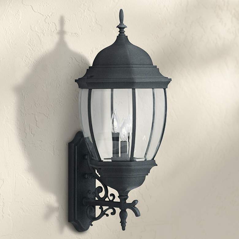 Image 1 Tiverton 29 1/4" High 3-Light Traditional Black Outdoor Wall Light