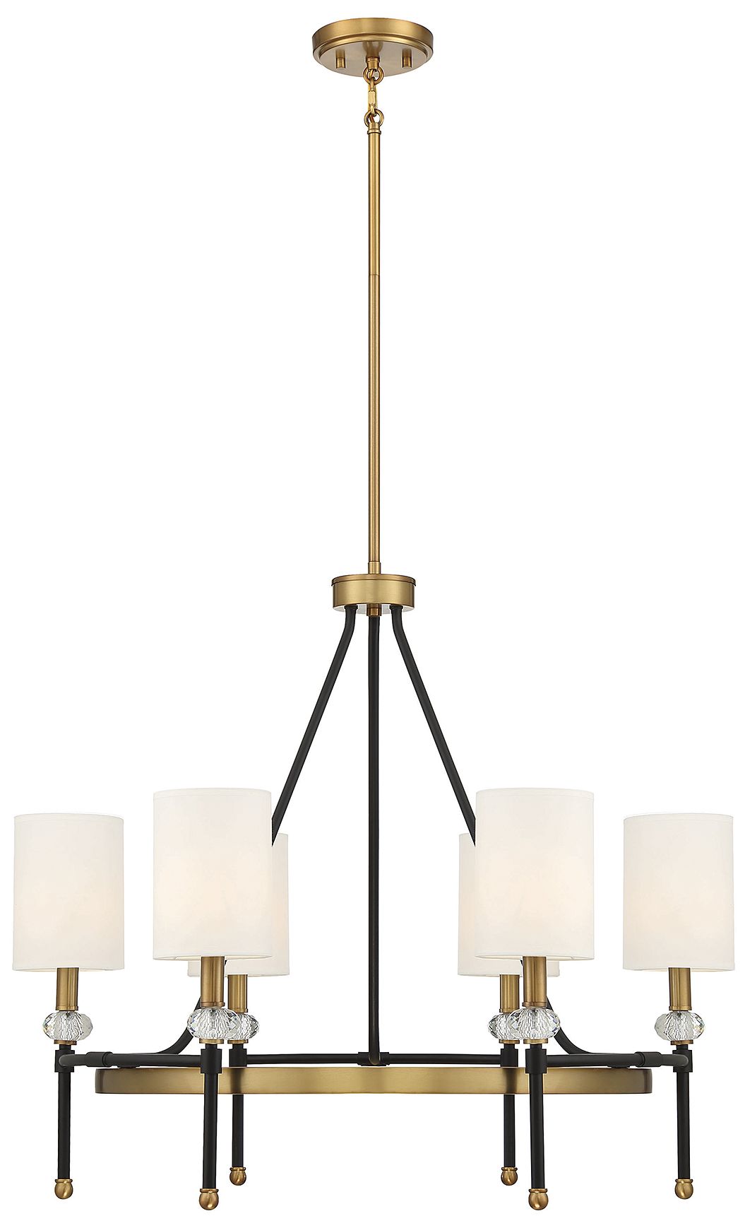 Tivoli 6-Light Chandelier in Matte Black with Warm Brass Accents
