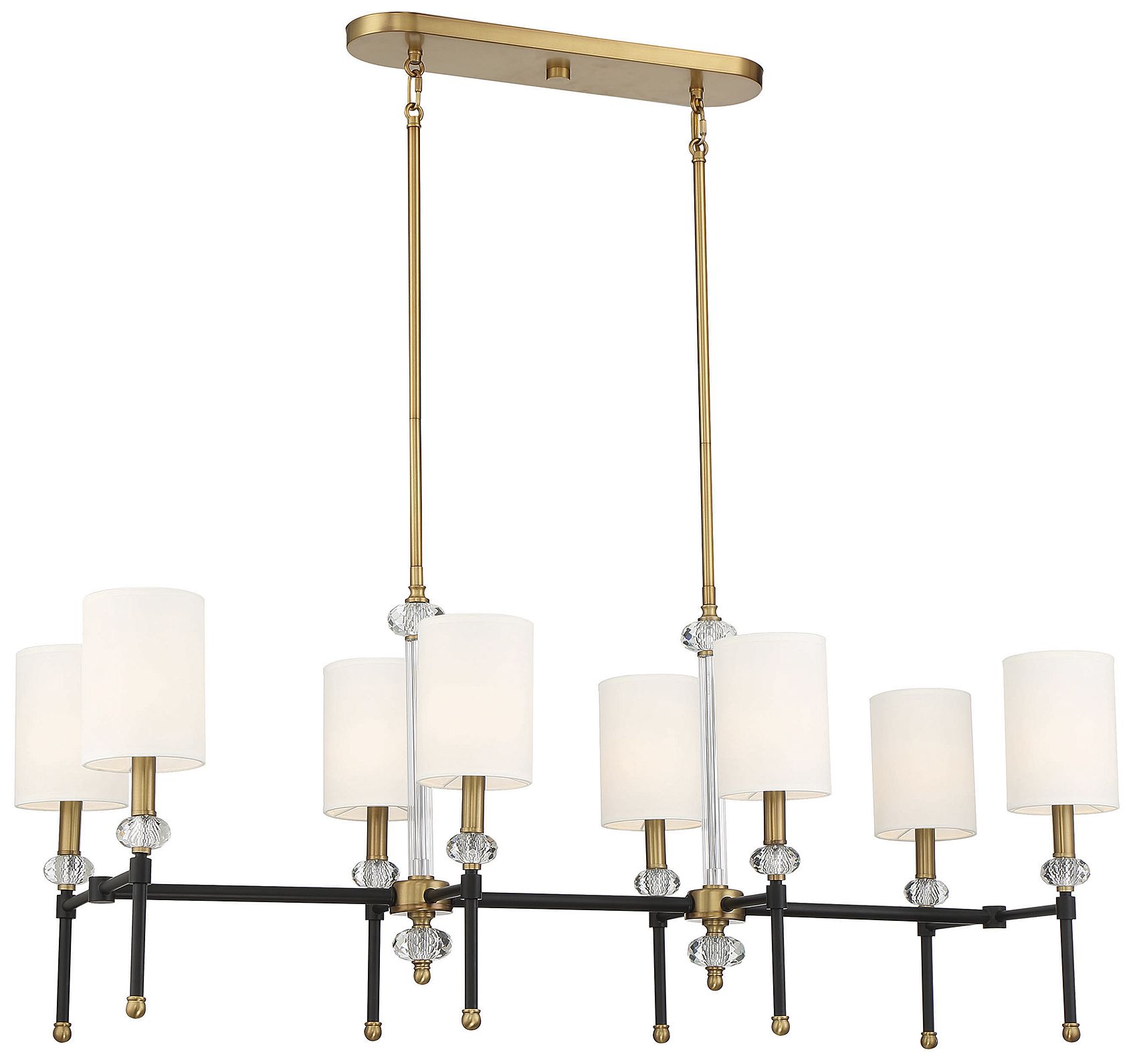 Tivoli 8-Light Linear Chandelier in Matte Black with Warm Brass Accents