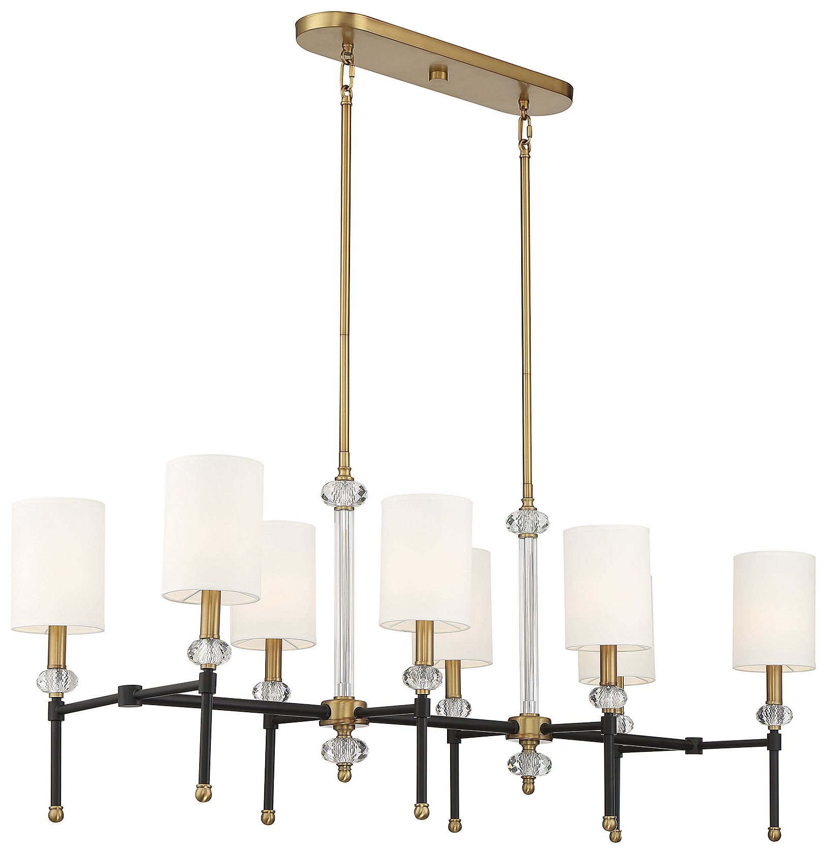 Image 3 Tivoli 8-Light Linear Chandelier in Matte Black with Warm Brass Accents more views
