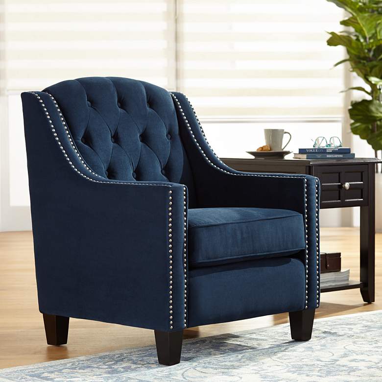 Image 1 Tivoli Bella Ink Blue Velvet Tufted Armchair