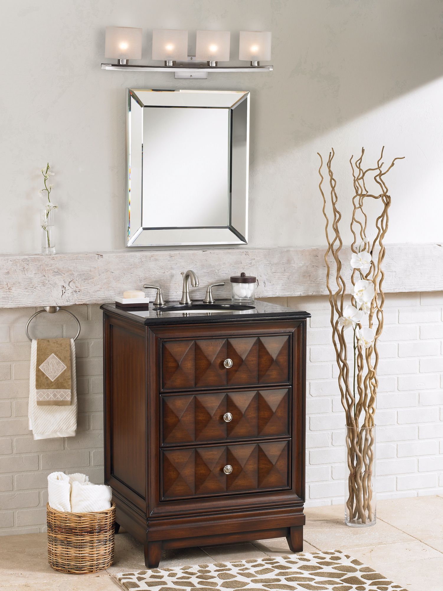 Image 1 Possini Euro Linen Glass 32" Wide Brushed Nickel Bath Light in scene