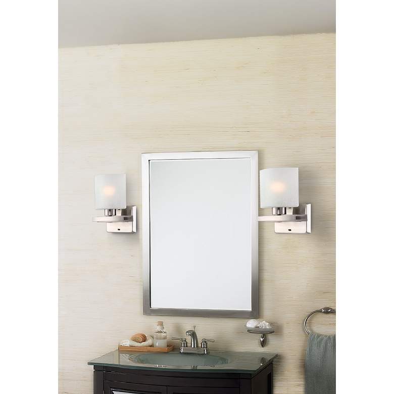Image 1 Possini Euro Linen Glass 8 1/2"W Brushed Nickel Wall Sconce in scene
