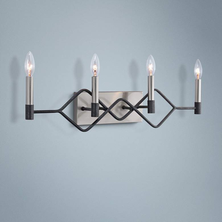 Image 1 To Circuit with Love 28 inchW 4-Light Black w/ Nickel Bath Light