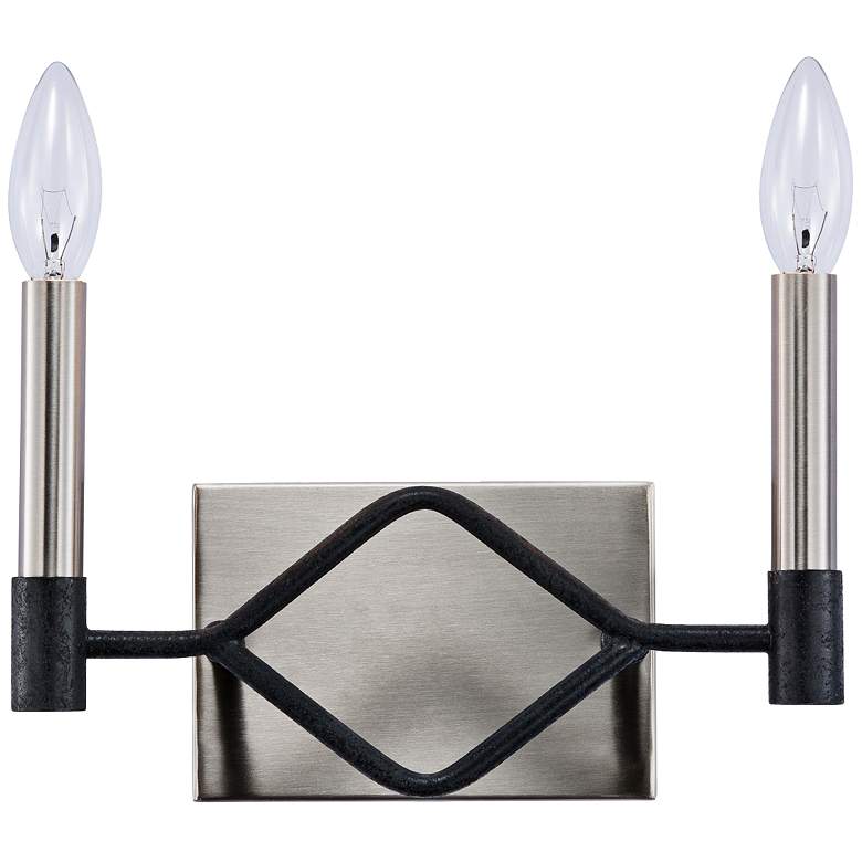 Image 1 To Circuit with Love 6 3/4 inchH 2-Light Black and Nickel Sconce
