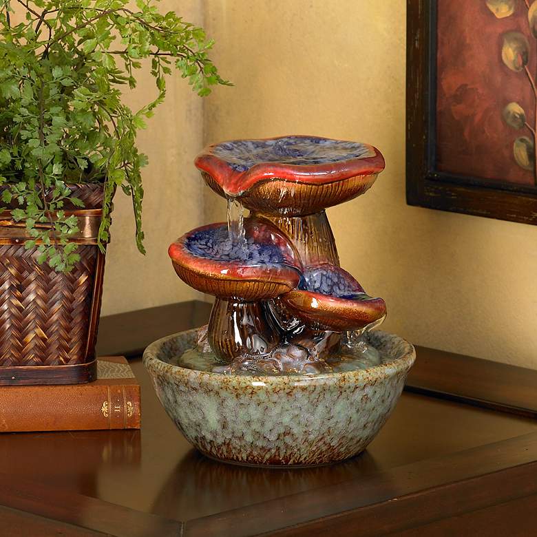 Image 1 Toadstool 9 1/4 inch High Three Tier Tabletop Fountain