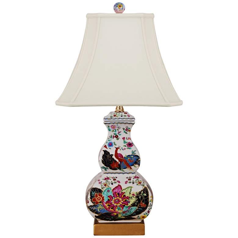 Image 2 Tobacco Leaves 22" Multi-Color Square Gourd Porcelain Table Lamp