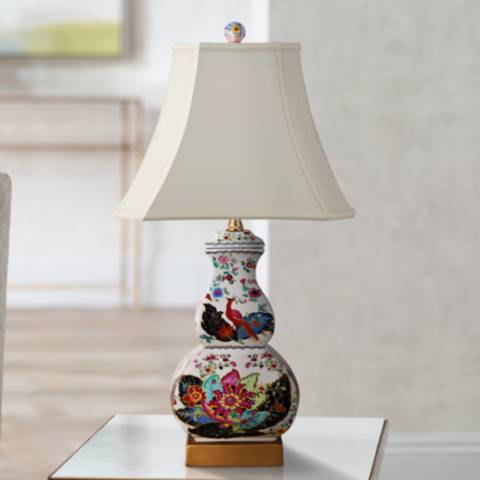 tobacco leaf pattern lamp $109 Porcelain Small Inspired by Asian plants and Indian textiles Tobacco Leaves 22" Multi-Color Square