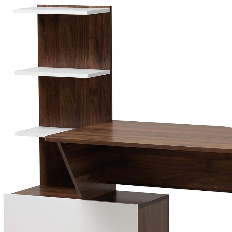 Image 3 Tobias 60 1/2" Wide White and Walnut 6-Shelf Computer Desk more views