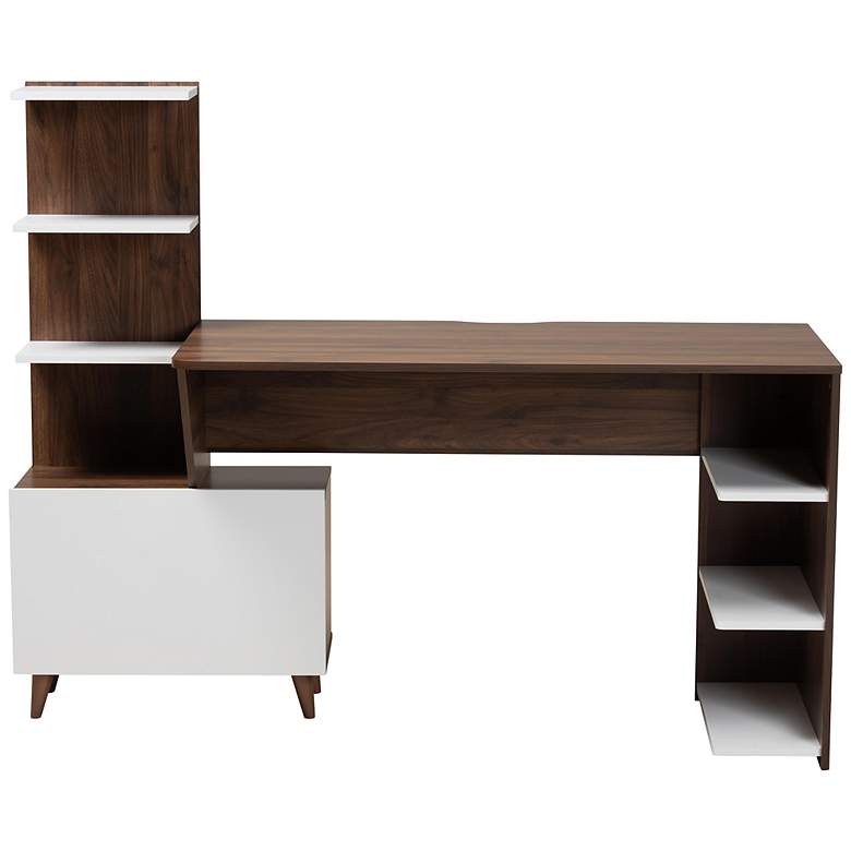 Image 6 Tobias 60 1/2" Wide White and Walnut 6-Shelf Computer Desk more views
